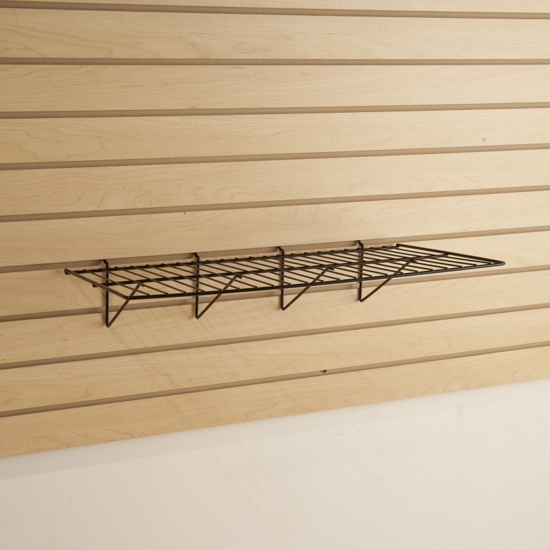 Black Slatwall Level Shelf 24"x12" Flush Slatwall Shelving Retail