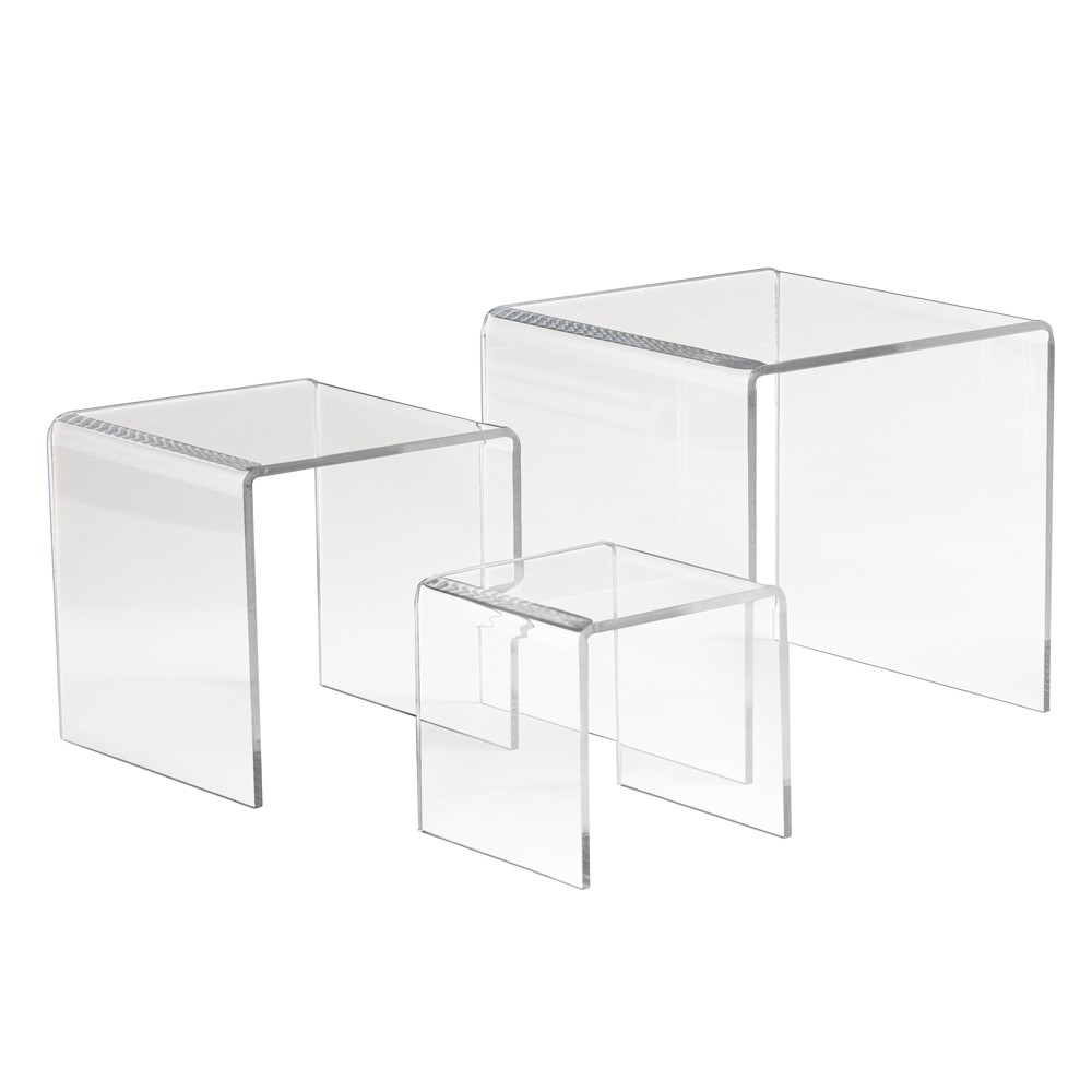 Acrylic Square Large 3 Riser Set of 4" 6" 8' Acrylic Riser Display