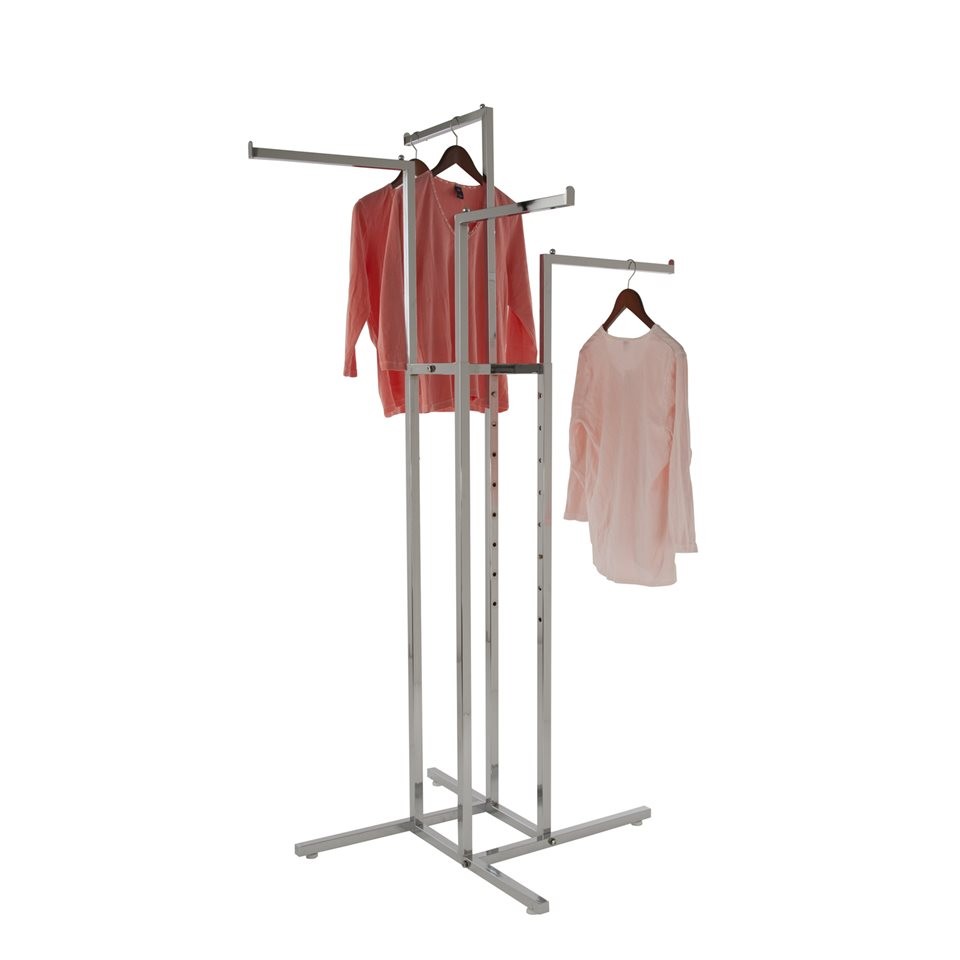 Chrome Clothing Rack/with Four Faceout Arms Chrome Clothing Rack/with Four Faceout Arms