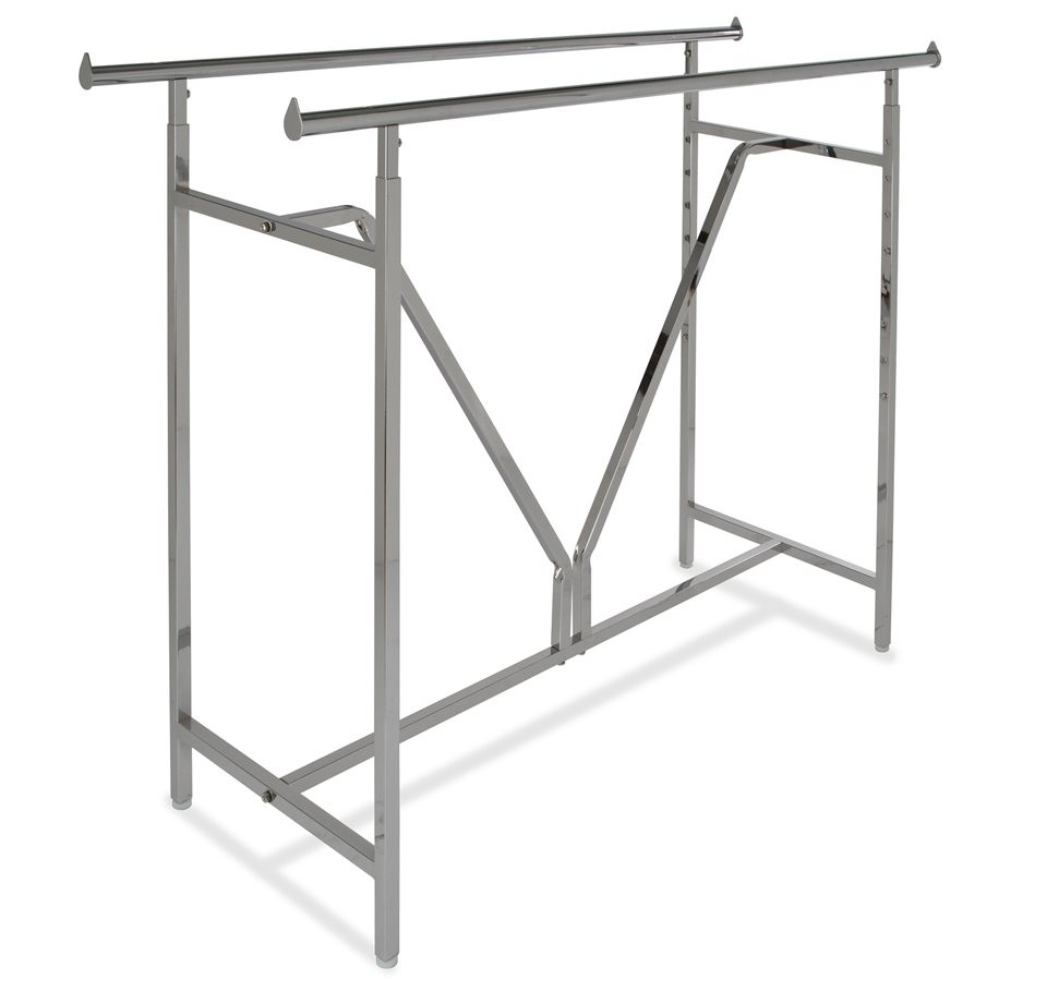 Chrome Double Bar Clothing Rack/with V Brace K41