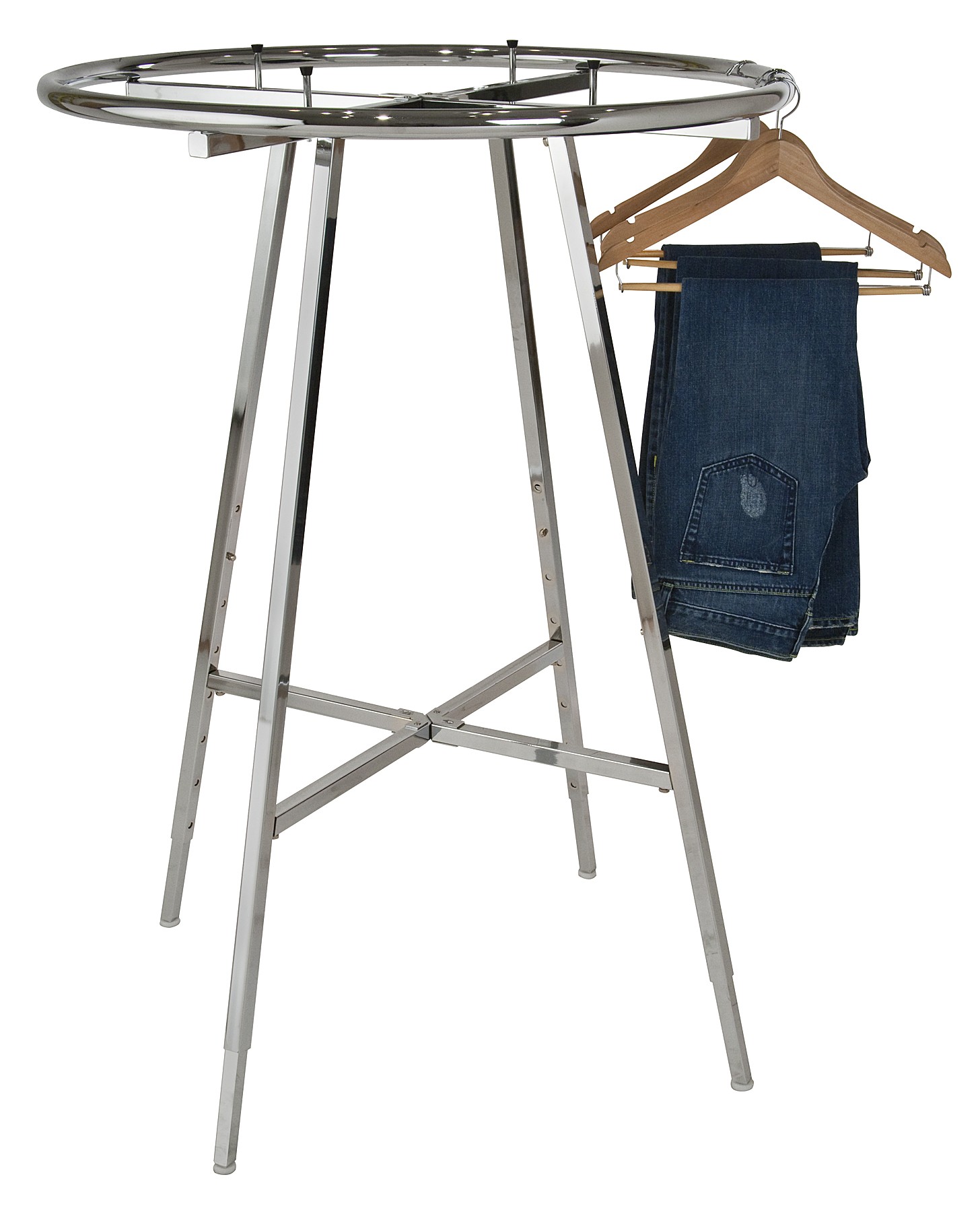 Chrome Round Tube Clothing Rack 36" dia.