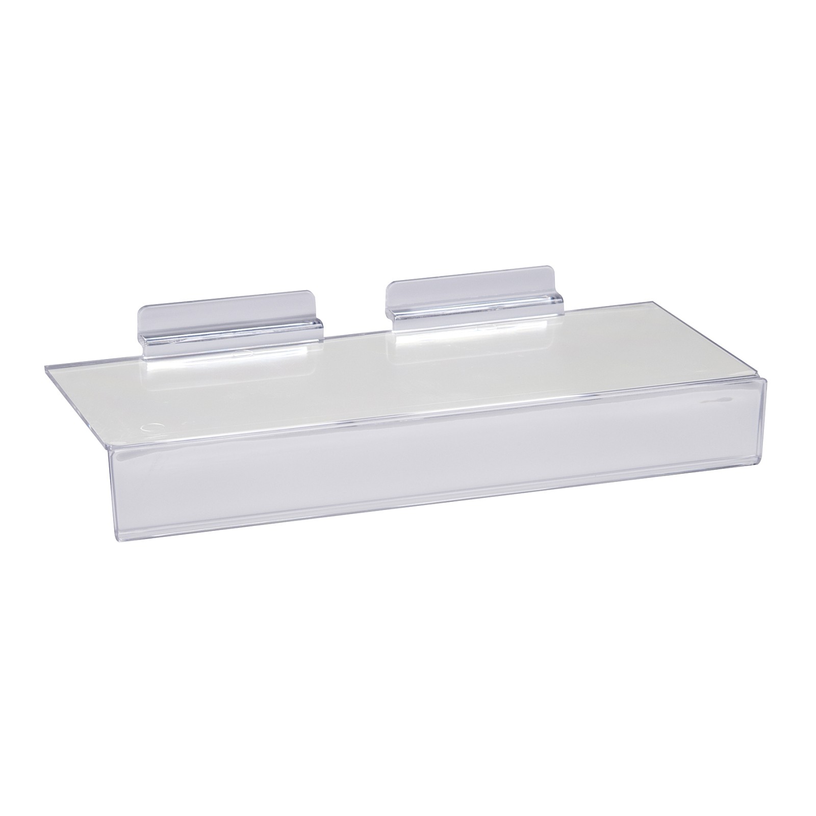 Acrylic Slatwall Shoe Shelf/Sign Slot 4"x9"