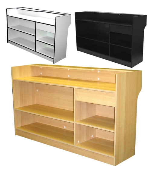 White Ledgetop Cash Counter/black banding 72"x22"x42" White Ledgetop Cash Counter/black banding 72"x22"x42"