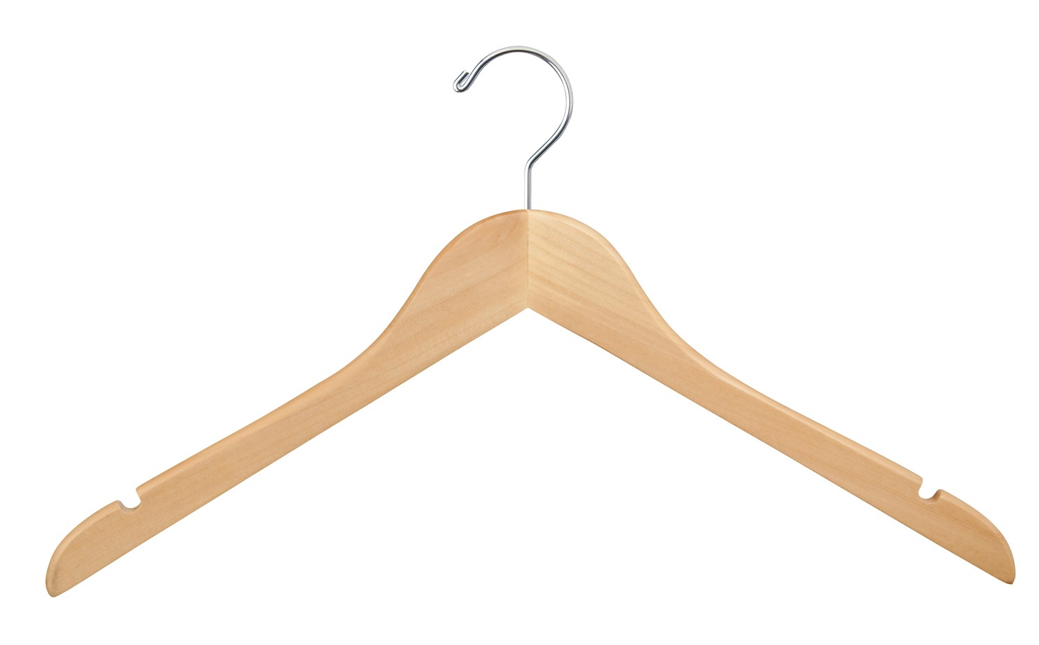 Natural Wood Dress Hangers-No Bar 17" Natural Wood Dress Hangers-No Bar 17"