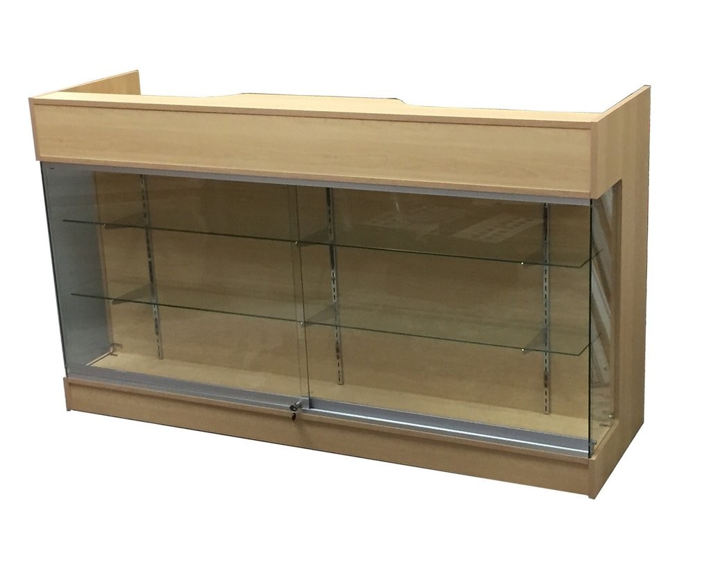Maple Ledgetop Showcase Cash Wrap Counter 72"x22"x42"