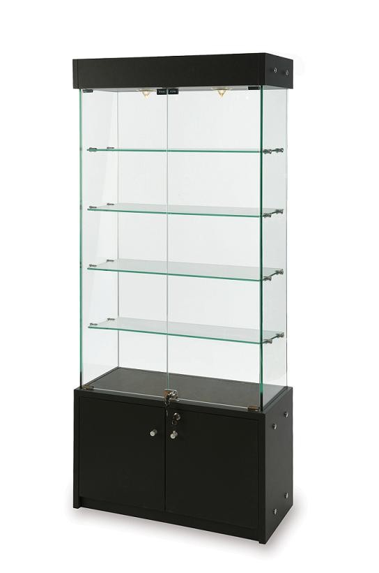 Black Museum Display Showcase/with Storage 30"x14"x72" Black Museum Display Showcase/with Storage 30"x14"x72"