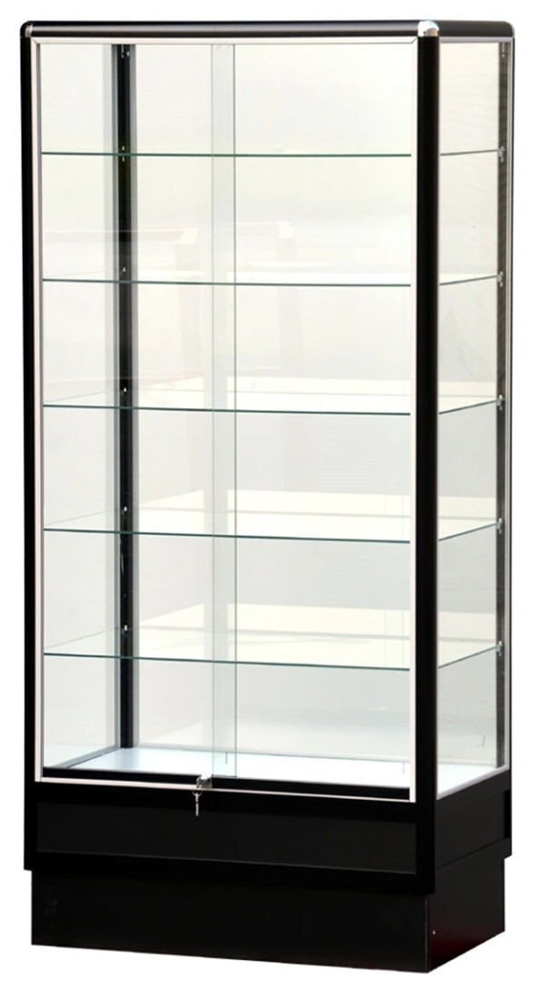 Aluminum Museum Glass Display Showcase 34"x20"x72"