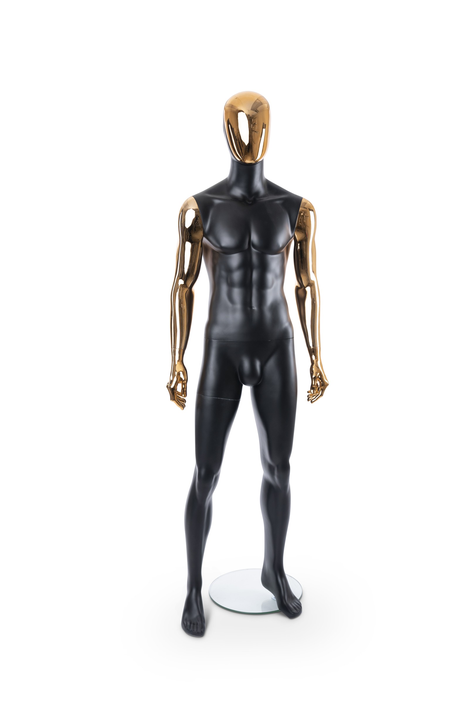 Matte Black Adult Male Mannequin/Copper Face & Arms Matte Black Adult Male Mannequin/Copper Face & Arms