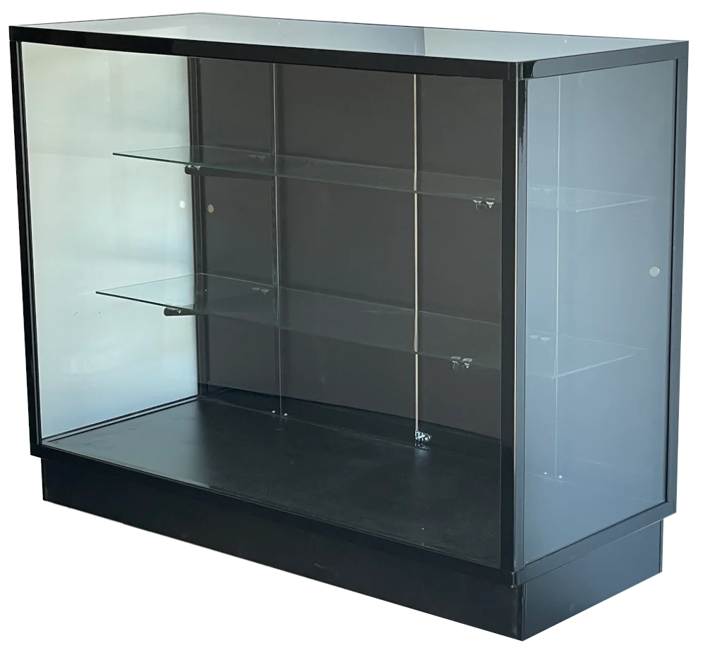 Black Square Edge Extra Vision Aluminum Showcase 70"x20"x38"