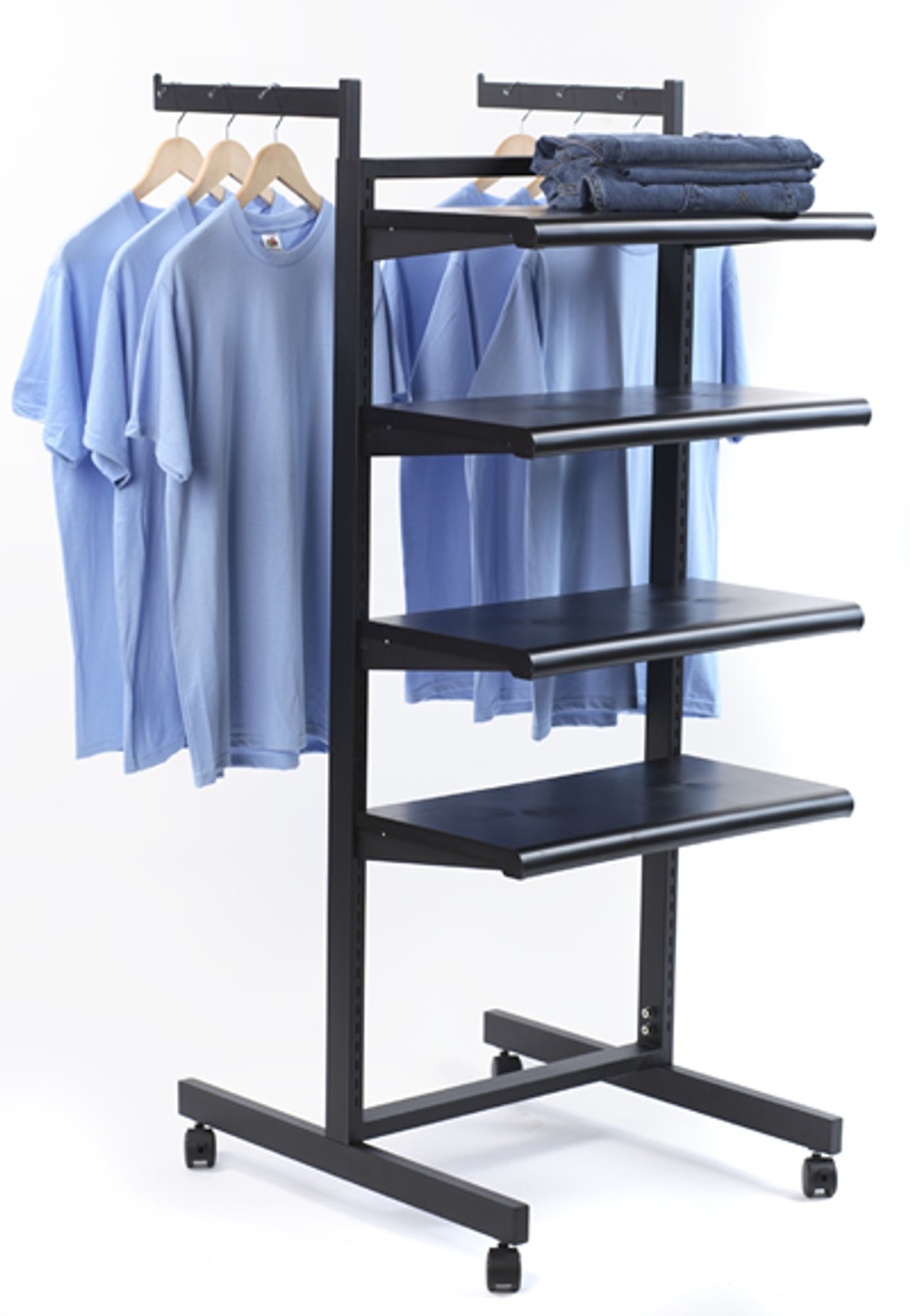 Black Designer Clothing Display Rack 56”H x 28”W x 24”L Black Designer Clothing Display Rack 56”H x 28”W x 24”L