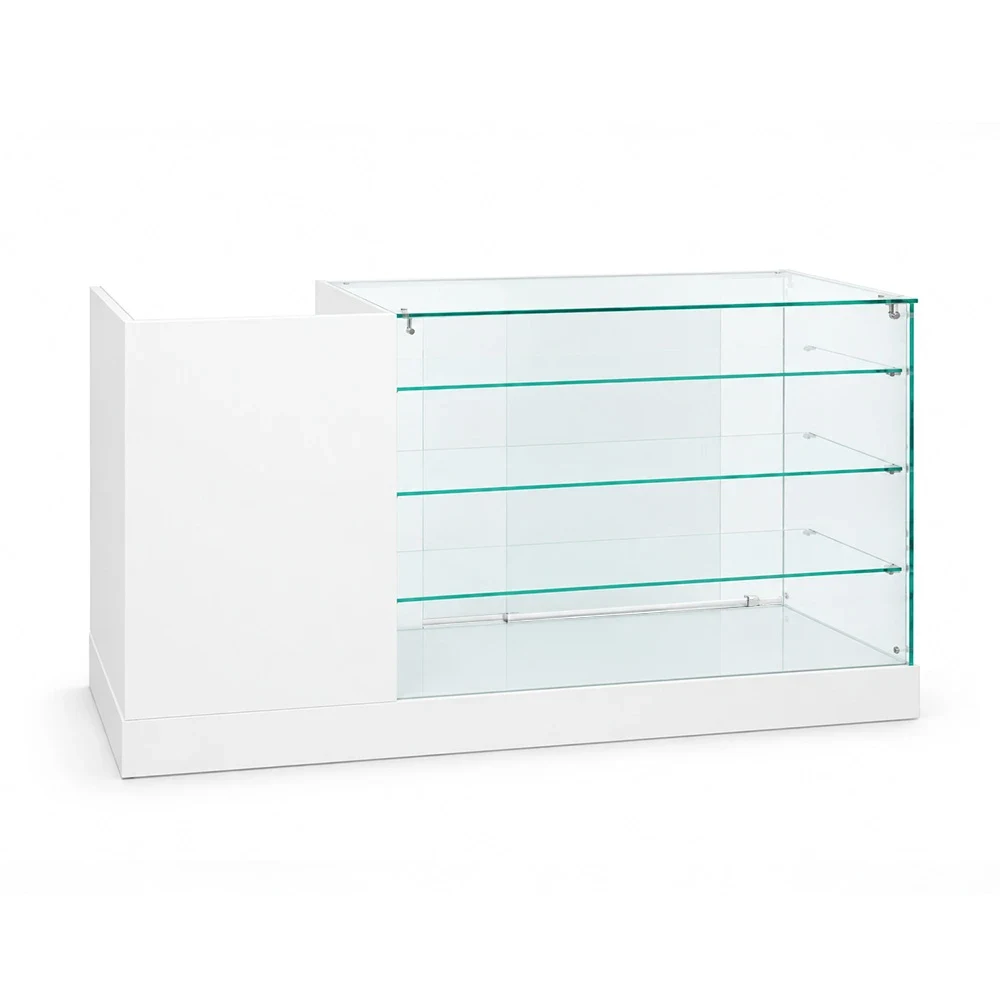 230675 - Premium White Frameless 60"w x 20"d x 38"h Combo Showcase