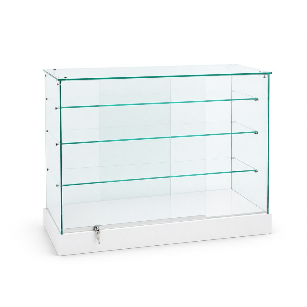 White Frameless Extra Vision Glass Showcase 48"w x 20"d x 38"h White Frameless Extra Vision Glass Showcase 48"w x 20"d x 38"h