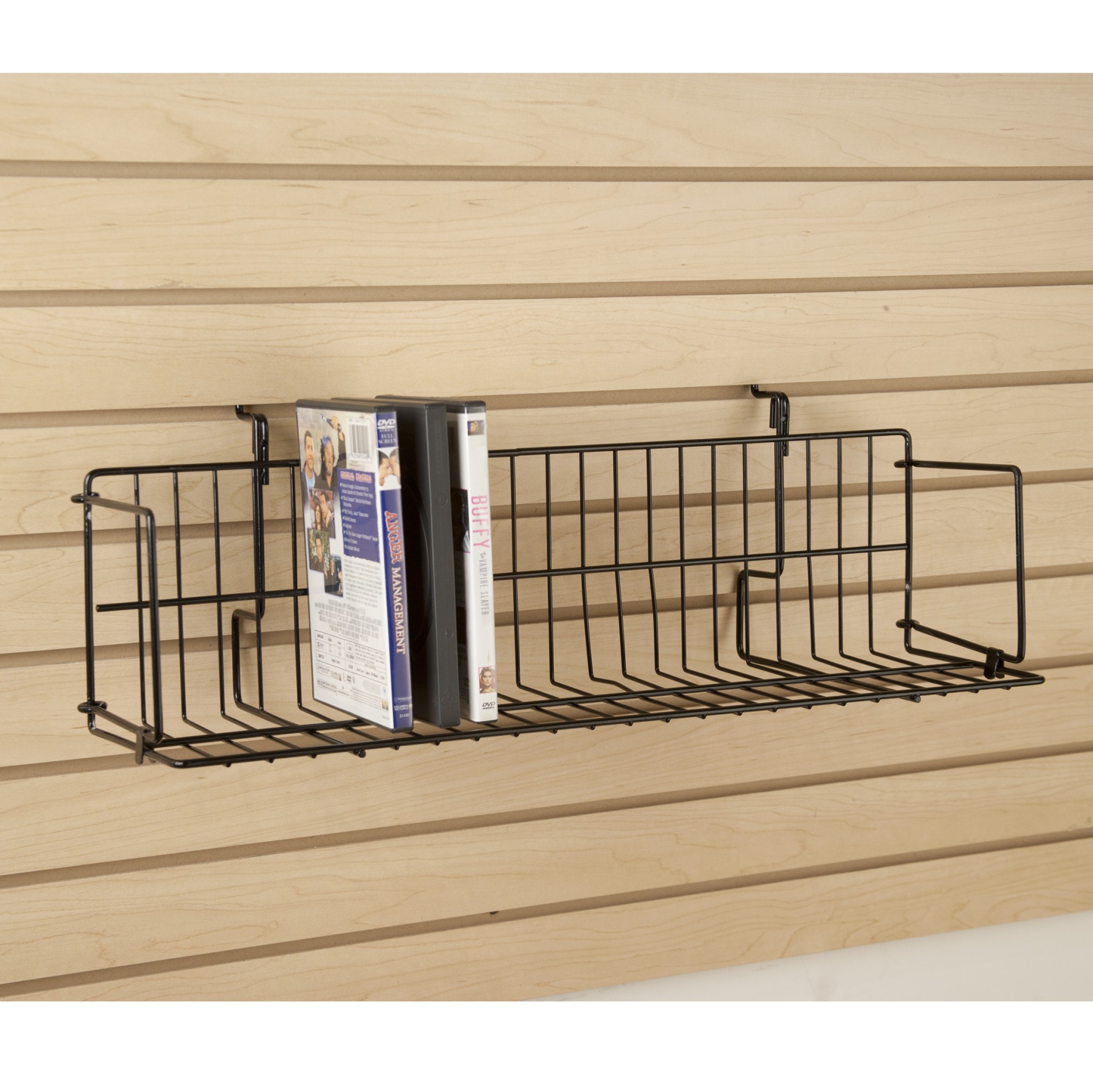 Black Slatwall Video Wire Shelving 24" Slatwall Video Shelving