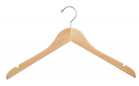 Natural Wood Dress Hangers-No Bar 17"