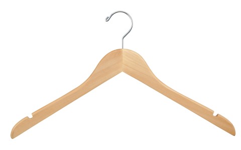Natural Wood Dress Hangers-No Bar 17" Natural Wood Dress Hangers-No Bar 17"