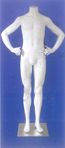 White Male Headless Full Body Mannequin/Hands on Hips White Male Headless Full Body Mannequin/Hands on Hips