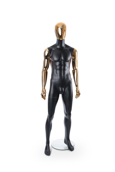 Matte Black Adult Male Mannequin/Copper Face & Arms Matte Black Adult Male Mannequin/Copper Face & Arms