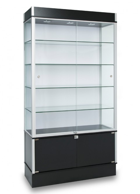 Black Frameless Showcase Cabinet/with Storage 34"x20"x76''H