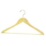 Natural Wooden Dress Hanger-with Support Bar 17"