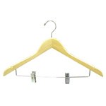 Natural Wooden Suit Hanger/with Clips 17"