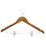 Teak Wood Suit Hangers/with Clips 17"