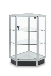 Square Edge Extra Vision Aluminum Corner Showcases 20"x20"x38"