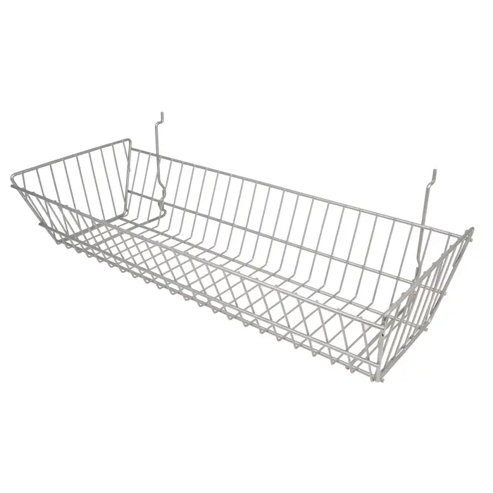 Gridwall/Slatwall/Slatgrid Wire Basket 24"x5"x10" - Chrome