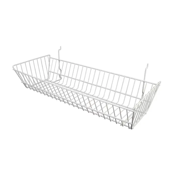 Gridwall/Slatwall/Slatgrid Wire Basket 24"x5"x10" - White