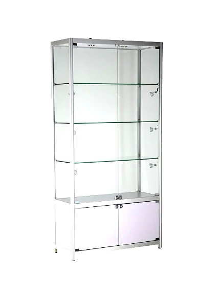 Aluminum Museum Showcase/with Storage 39 1/3"x15 3/4" x 78" - Silver