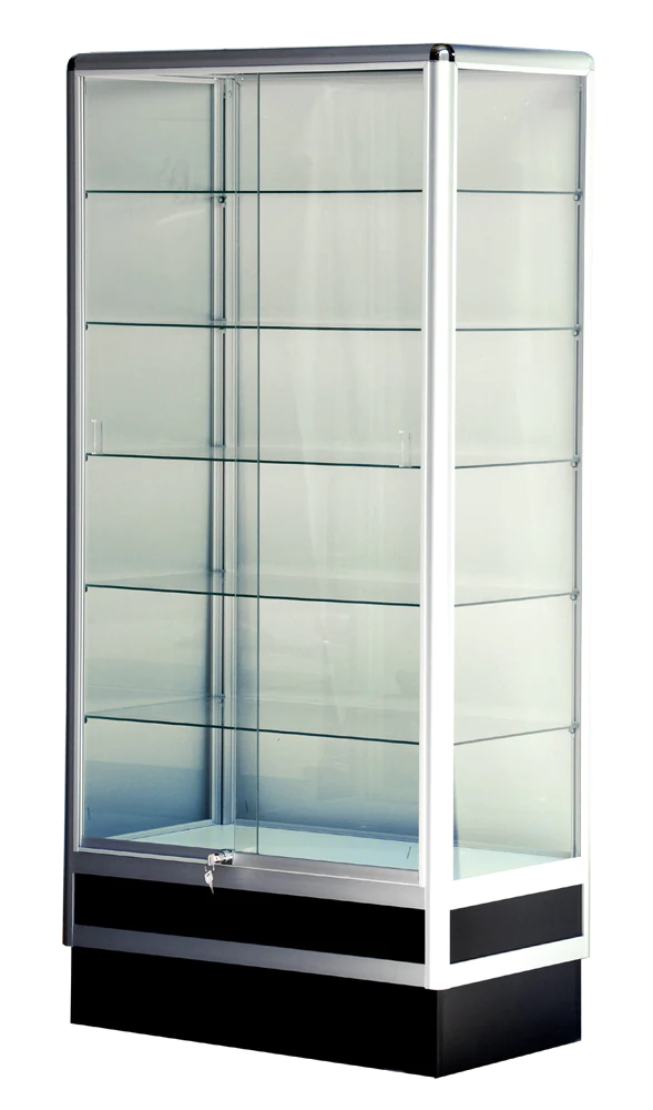Aluminum Museum Glass Display Showcase 34"x20"x72"