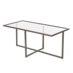 Linea Small Table with Glass Top 52"x24"x30" Linea Small Table with Glass Top 52"x24"x30"