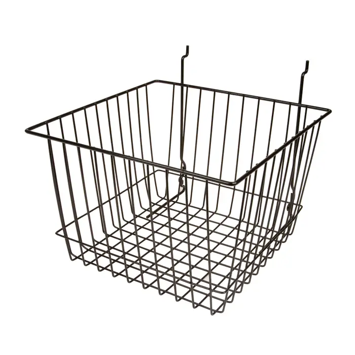 Gridwall/Slatwall Wire Basket 12"x12"x8" - Black