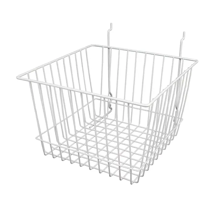 Gridwall/Slatwall Wire Basket 12"x12"x8" - White